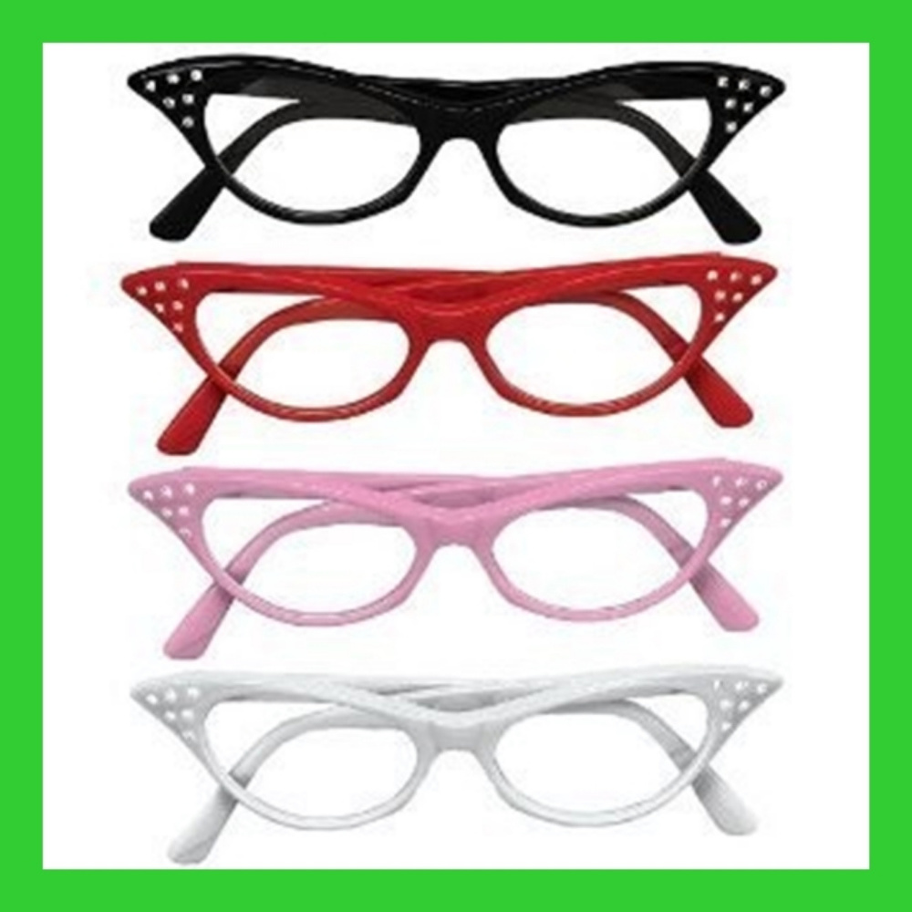 50's Style CATEYE GLASSES with Rhinestone many col